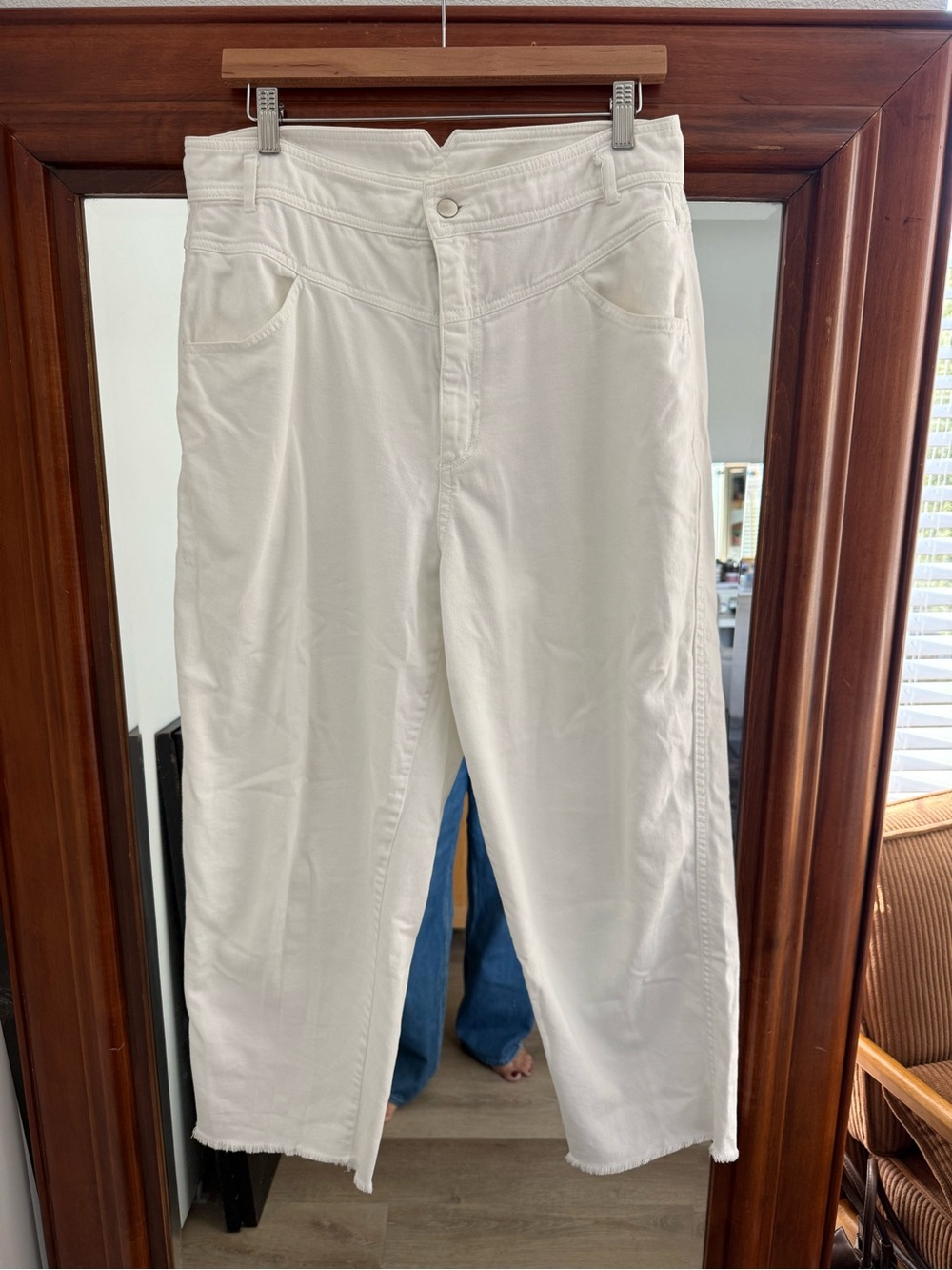 H&M White Ankle-Cropped Straight Jeans